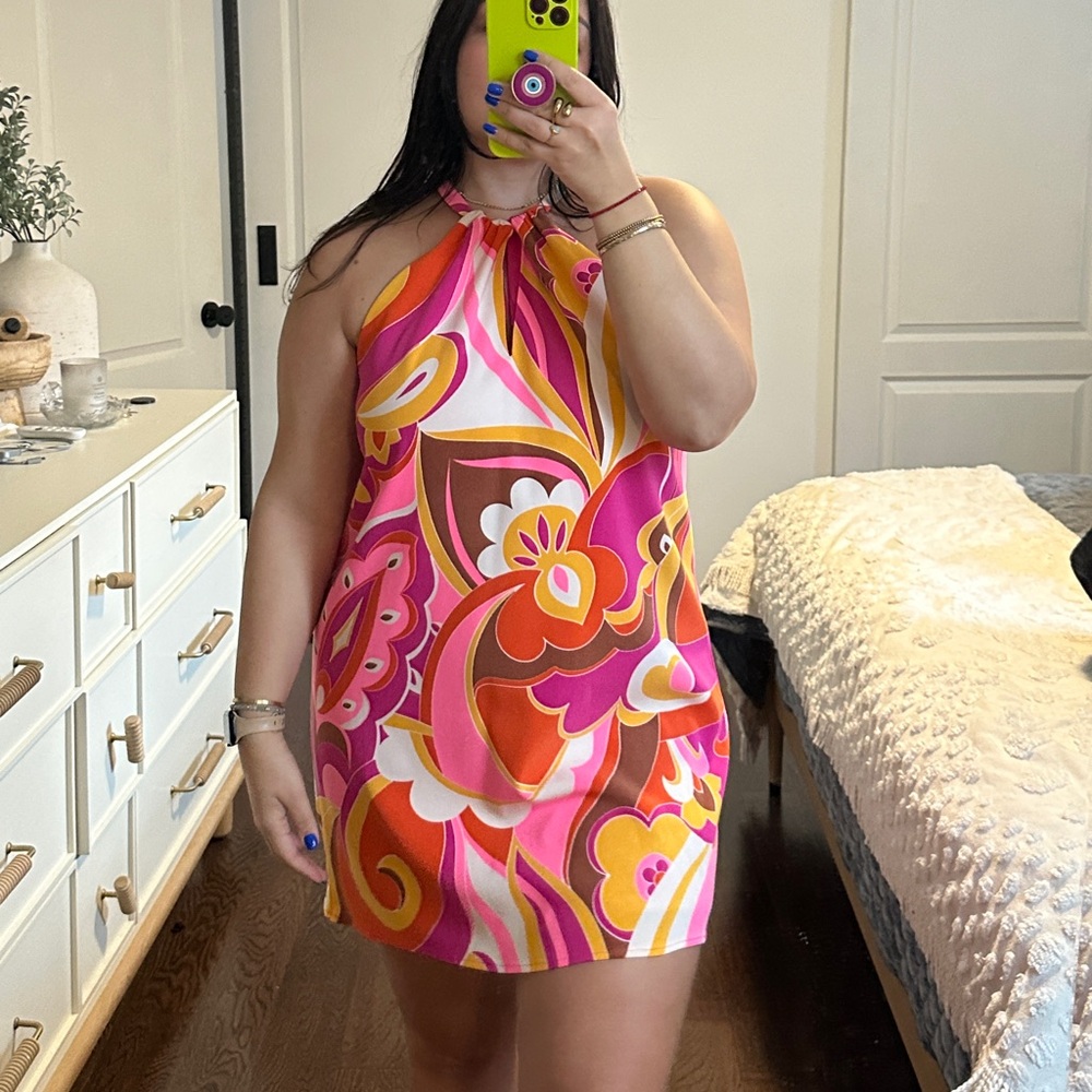 Express Vibrant Floral Halter Dress